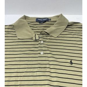 Polo Golf Ralph Lauren‎ Shirt Mens XL Pima Cotton Brown Striped Stretch